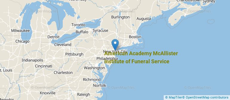 Location of American Academy McAllister Institute of Funeral Service