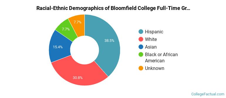 Bloomfield College of Montclair State University Graduate Students Racial-Ethnic Diversity Pie Chart
