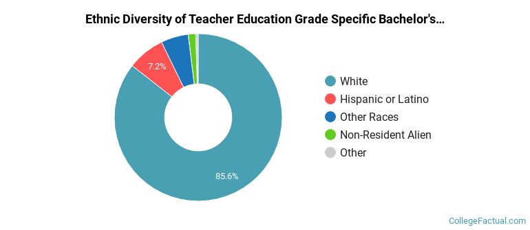 Ethnic diversity of Teacher Education Grade Specific majors at Brigham Young University