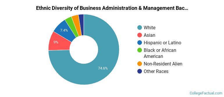 Ethnic diversity of Business Administration & Management majors at Bryant University
