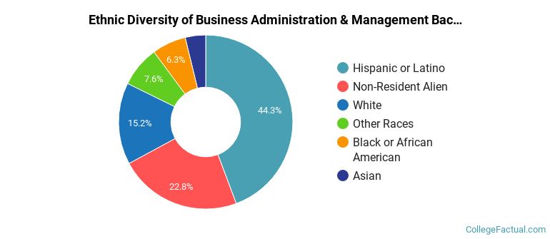Ethnic diversity of Business Administration & Management majors at City University of Seattle