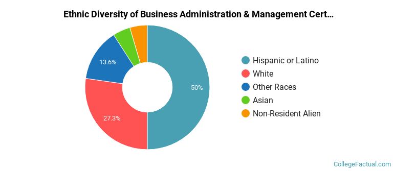 Ethnic diversity of Business Administration & Management majors at College of the Canyons