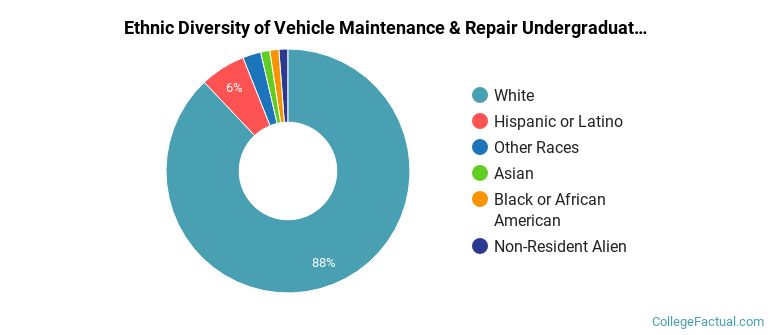 Ethnic diversity of Vehicle Maintenance & Repair majors at Fox Valley Technical College