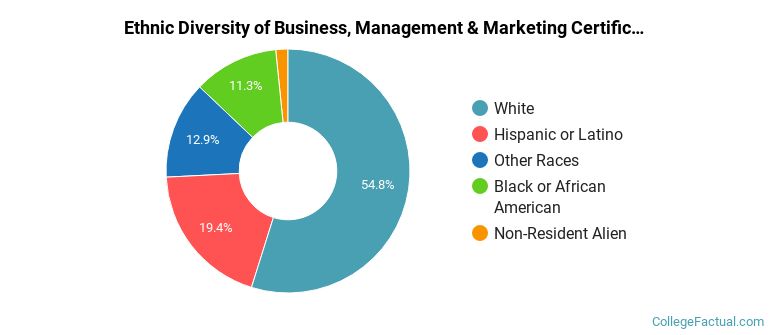Ethnic diversity of Business, Management & Marketing majors at Moraine Valley Community College