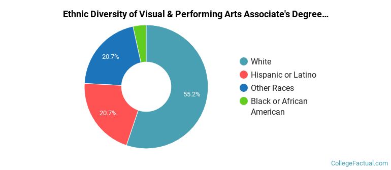 Ethnic diversity of Visual & Performing Arts majors at Mott Community College