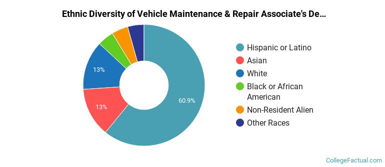 Ethnic diversity of Vehicle Maintenance & Repair majors at Mt San Antonio College
