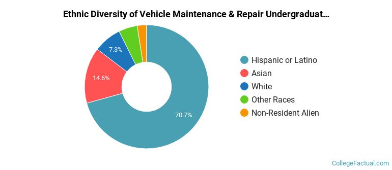 Ethnic diversity of Vehicle Maintenance & Repair majors at Mt San Antonio College
