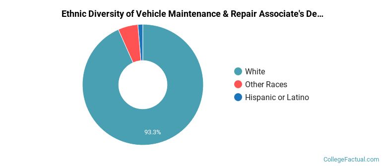 Ethnic diversity of Vehicle Maintenance & Repair majors at North Dakota State College of Science