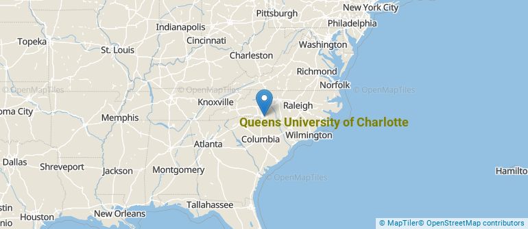 Location of Queens University of Charlotte
