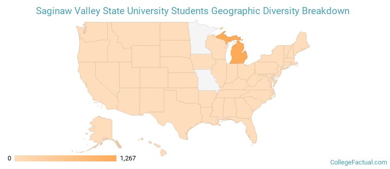 Where are Saginaw Valley State University students from?