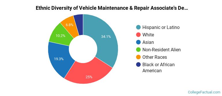 Ethnic diversity of Vehicle Maintenance & Repair majors at Tarrant County College District