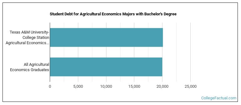 Student debt for Agricultural Economics majors with a bachelor's degree at Texas A&M University