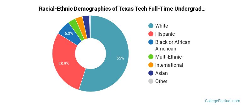 Texas Tech University Undergraduate Racial-Ethnic Diversity Pie Chart