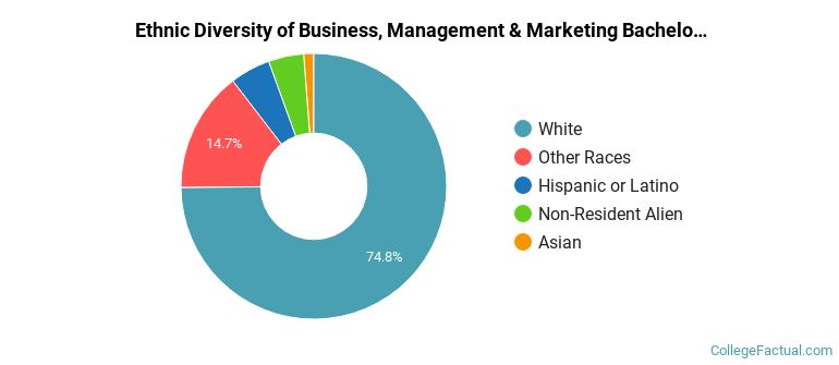 Ethnic diversity of Business, Management & Marketing majors at The University of Montana