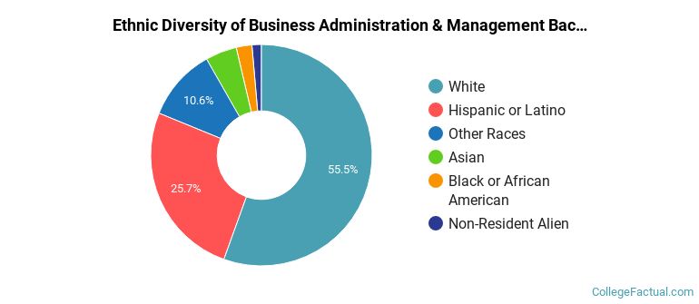 Ethnic diversity of Business Administration & Management majors at University of Arizona