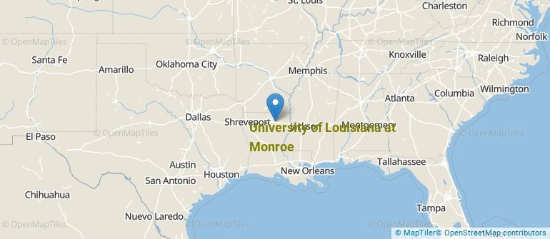 Location of University of Louisiana at Monroe