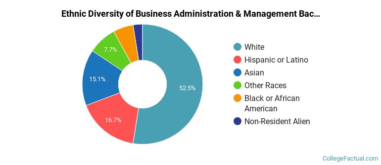 Ethnic diversity of Business Administration & Management majors at University of Massachusetts-Lowell