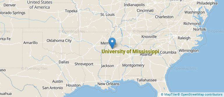 Location of University of Mississippi