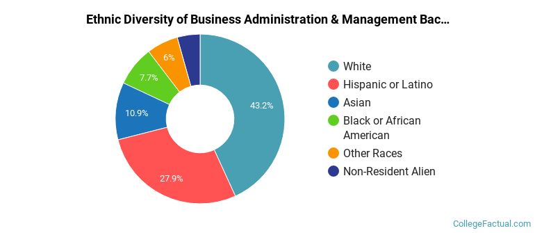 Ethnic diversity of Business Administration & Management majors at University of North Texas