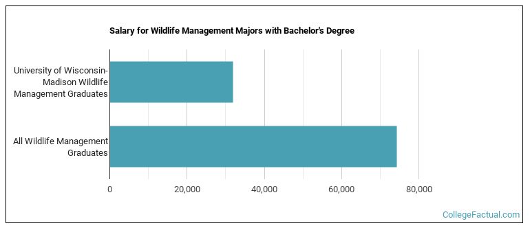 Salary for Wildlife Management majors with a bachelor's degree at University of Wisconsin-Madison