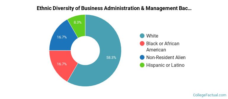 Ethnic diversity of Business Administration & Management majors at Washburn University