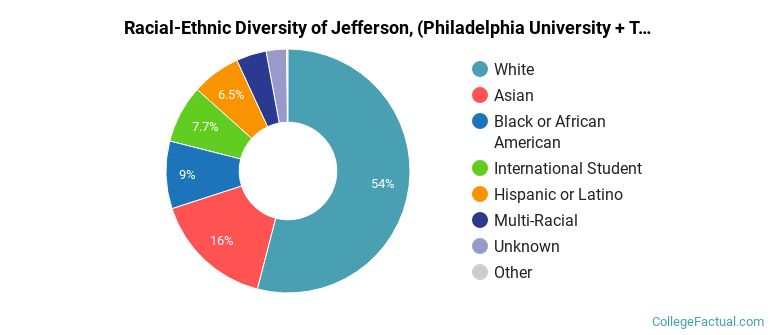 Racial-Ethnic Diversity of Jefferson, (Philadelphia University + Thomas Jefferson University), Philadelphia University, PhilaU, Jefferson Graduate Students